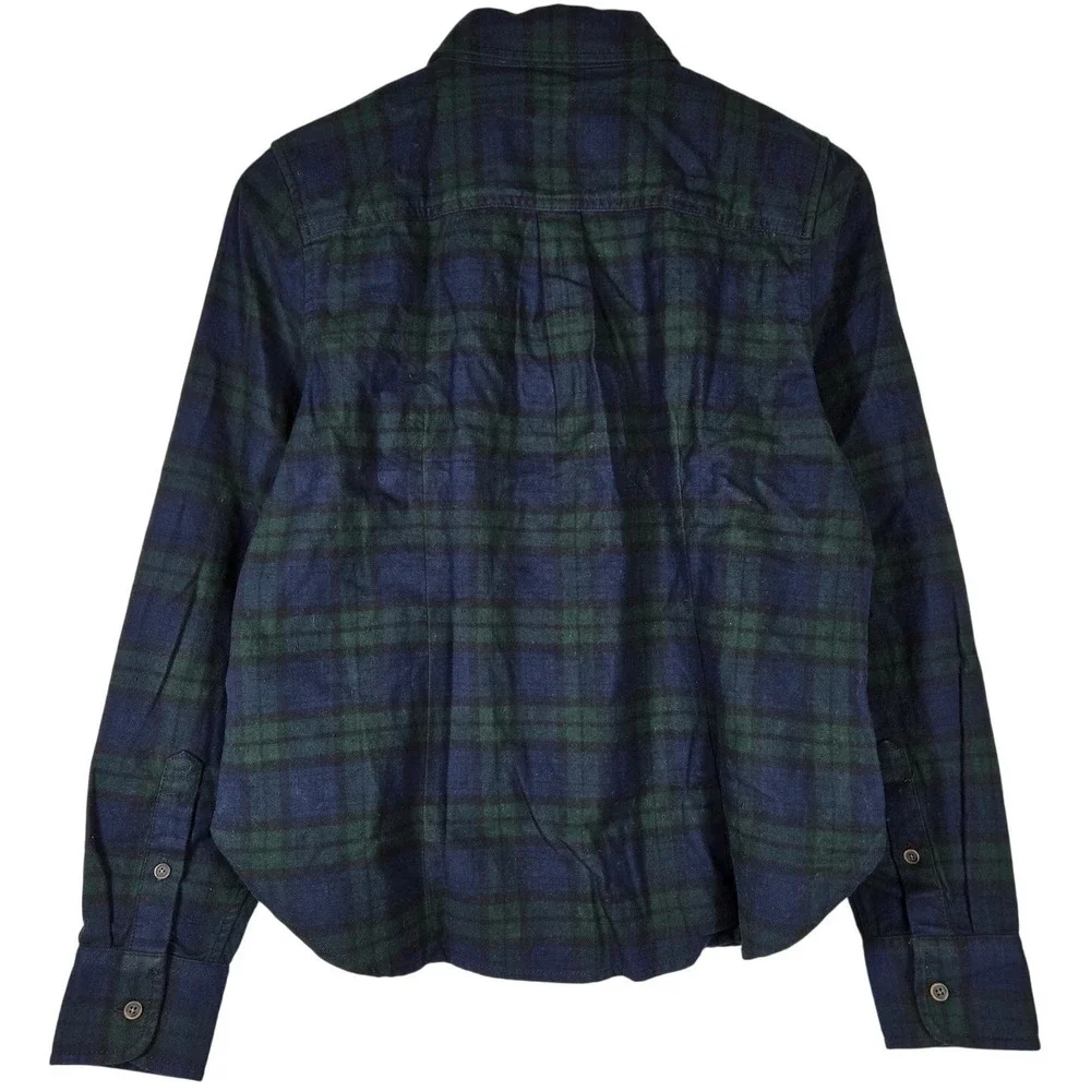J Crew Womens Plaid Flannel Shirt Blue Green Beaded Embellished Button‎ Down 10